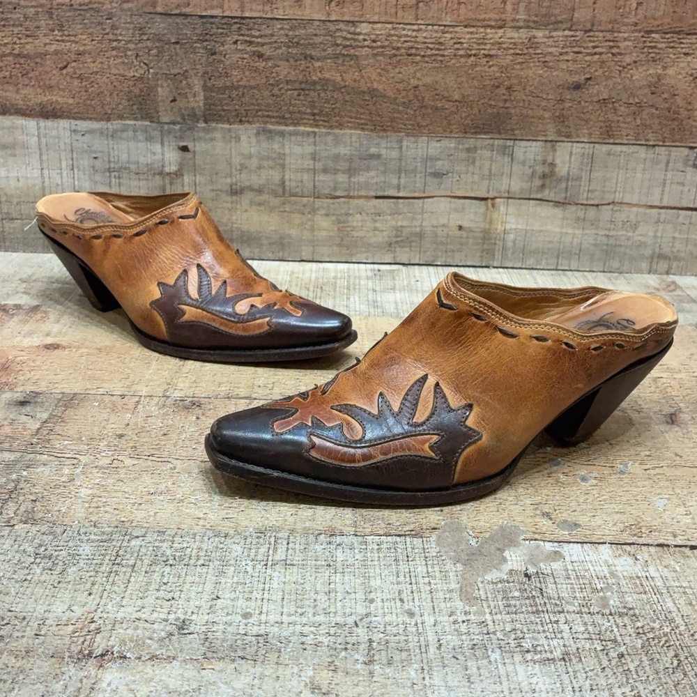 Charlie 1 Horse M 6060 Mules Womens Size 6.5 37 Brown Leather Western Cowboy